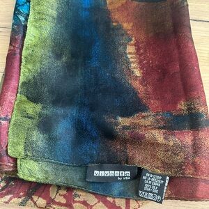 Vintage Vivante by VSA Multicolor Silk Scarf  - Abstract Tree Branch Pattern
